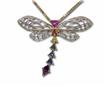 14K White and Yellow Gold Rainbow Sapphire Dragonfly Pendant : P3525DFAI