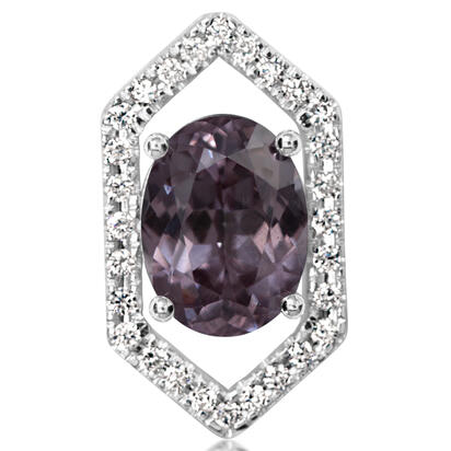 14K White Gold Color Changing Garnet/Diamond Lapel Pin with Nickel Plate Post and Back 14K White Gold Color Changing Garnet/Diamond Lapel Pin with Nickel Plate Post and Back