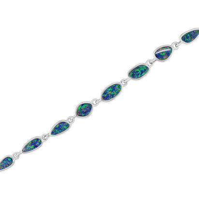 Sterling Silver Australian Opal Doublet Bracelet Sterling Silver Australian Opal Doublet Bracelet