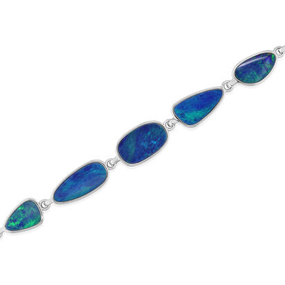 Sterling Silver Australian Opal Doublet Bracelet Sterling Silver Australian Opal Doublet Bracelet