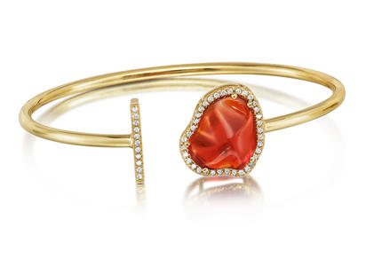 14K Yellow Gold Mexican Fire Opal/Diamond Bracelet 14K Yellow Gold Mexican Fire Opal/Diamond Bracelet