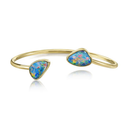 14K Yellow Gold Australian Opal Doublet Bracelet 14K Yellow Gold Australian Opal Doublet Bracelet