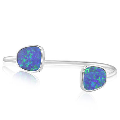 14K White Gold Australian Opal Doublet Bracelet 14K White Gold Australian Opal Doublet Bracelet