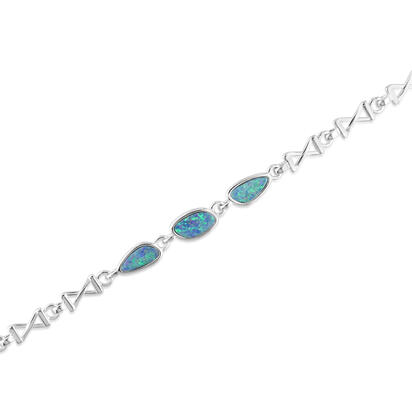 Sterling Silver Australian Green Opal Doublet Bracelet Sterling Silver Australian Green Opal Doublet Bracelet