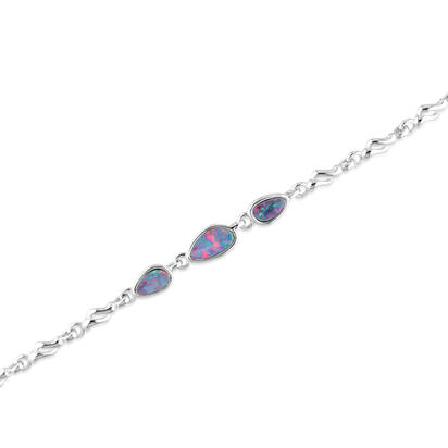 Sterling Silver Australian Red Opal Doublet Bracelet Sterling Silver Australian Red Opal Doublet Bracelet