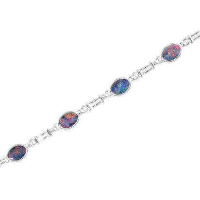 Sterling Silver Australian Blue Opal Doublet Bracelet Sterling Silver Australian Blue Opal Doublet Bracelet