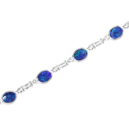 Sterling Silver Australian Blue Opal Doublet Bracelet Sterling Silver Australian Blue Opal Doublet Bracelet