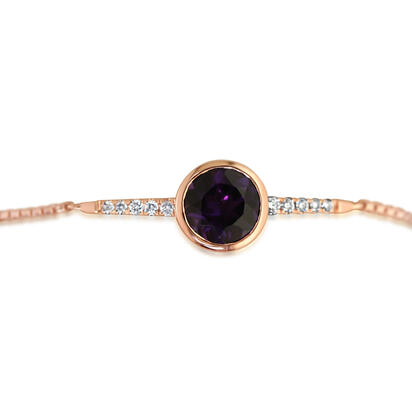 14K Rose Gold Amethyst/Diamond Bolo Bracelet 14K Rose Gold Amethyst/Diamond Bolo Bracelet