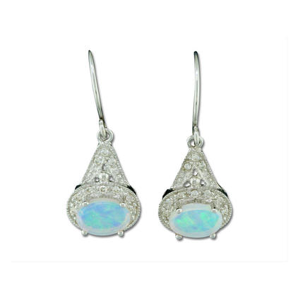 14K White Gold #1 Opal/Diamond Earrings 14K White Gold #1 Opal/Diamond Earrings