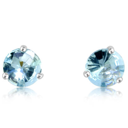 14K Yellow Gold Checkerboard Aquamarine Martini Earrings 14K Yellow Gold Checkerboard Aquamarine Martini Earrings