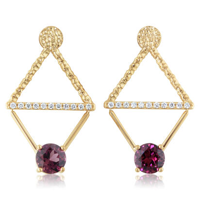 14K Yellow Gold Rhodolite Garnet/Diamond Earrings 14K Yellow Gold Rhodolite Garnet/Diamond Earrings