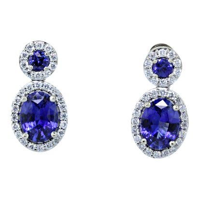 18K White Gold Blue Sapphire/Diamond Earrings 18K White Gold Blue Sapphire/Diamond Earrings