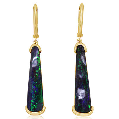 14K Yellow Gold Australian Boulder Opal Earrings 14K Yellow Gold Australian Boulder Opal Earrings