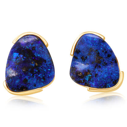 14K Yellow Gold Australian Boulder Opal Earrings 14K Yellow Gold Australian Boulder Opal Earrings