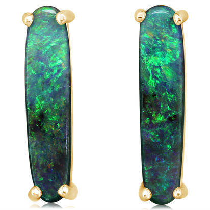 14K Yellow Gold Australian Boulder Opal Earrings 14K Yellow Gold Australian Boulder Opal Earrings
