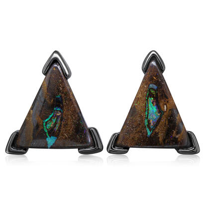 Blackened Silver Australian Boulder Opal Earrings Blackened Silver Australian Boulder Opal Earrings
