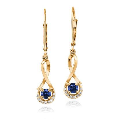 14K Yellow Gold Blue Sapphire/Diamond Earrings 14K Yellow Gold Blue Sapphire/Diamond Earrings