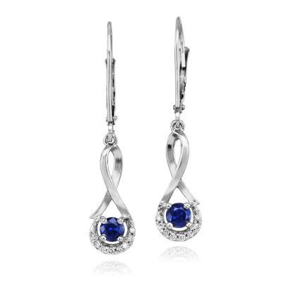14K White Gold Blue Sapphire/Diamond Earrings 14K White Gold Blue Sapphire/Diamond Earrings