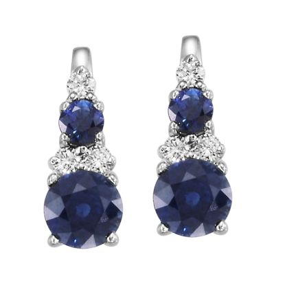 14K White Gold Blue Sapphire/Diamond Earrings 14K White Gold Blue Sapphire/Diamond Earrings