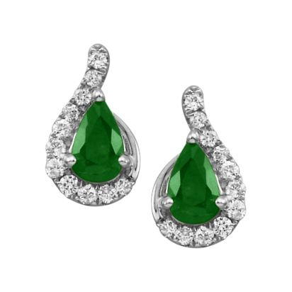 14K White Gold Emerald/Diamond Earrings 14K White Gold Emerald/Diamond Earrings