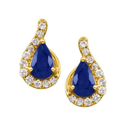 14K Yellow Gold Blue Sapphire/Diamond Earrings 14K Yellow Gold Blue Sapphire/Diamond Earrings