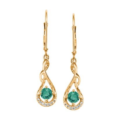 14K Yellow Gold Emerald/Diamond Earrings 14K Yellow Gold Emerald/Diamond Earrings