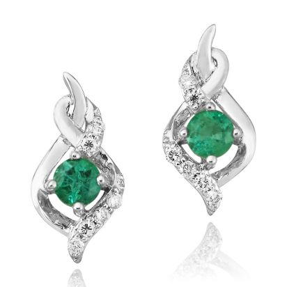 14K White Gold Emerald/Diamond Earrings 14K White Gold Emerald/Diamond Earrings