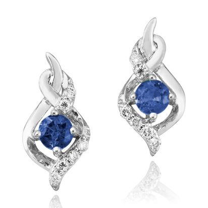 14K White Gold Blue Sapphire/Diamond Earrings 14K White Gold Blue Sapphire/Diamond Earrings