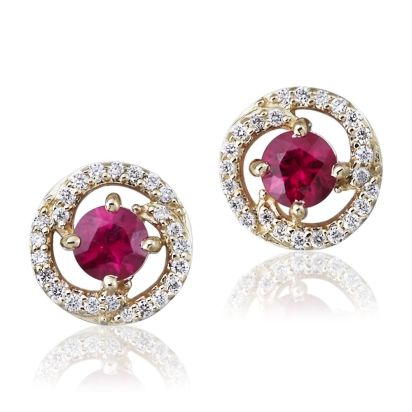 14K Yellow Gold Ruby/Diamond Earrings 14K Yellow Gold Ruby/Diamond Earrings