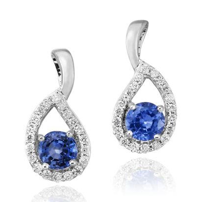 14K White Gold Blue Sapphire/Diamond Earrings 14K White Gold Blue Sapphire/Diamond Earrings
