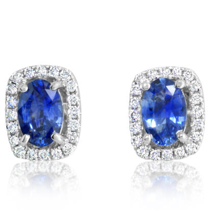 14K White Gold Blue Sapphire/Diamond Earrings 14K White Gold Blue Sapphire/Diamond Earrings