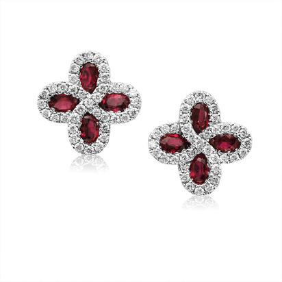 14K White Gold Madagascar Ruby/Diamond Earrings 14K White Gold Madagascar Ruby/Diamond Earrings