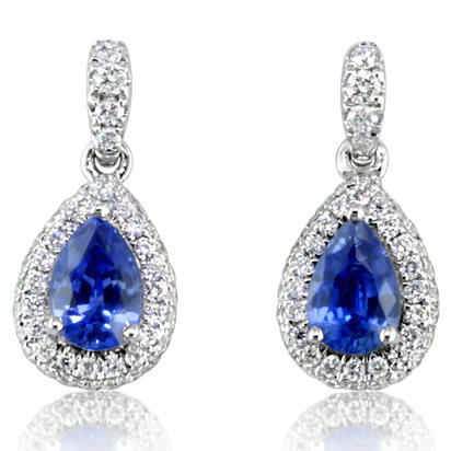 14K White Gold Ceylon Sapphire/Diamond Earrings 14K White Gold Ceylon Sapphire/Diamond Earrings