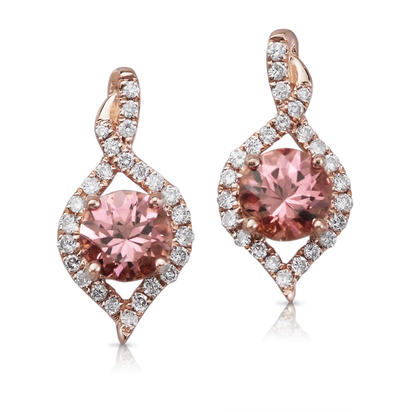 14K Rose Gold Lotus Garnet/Diamond Earrings 14K Rose Gold Lotus Garnet/Diamond Earrings
