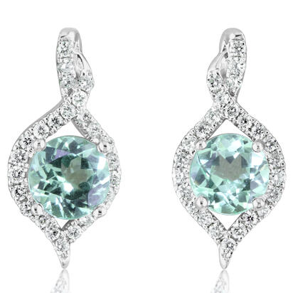14K White Gold Mint Garnet/Diamond Earrings 14K White Gold Mint Garnet/Diamond Earrings