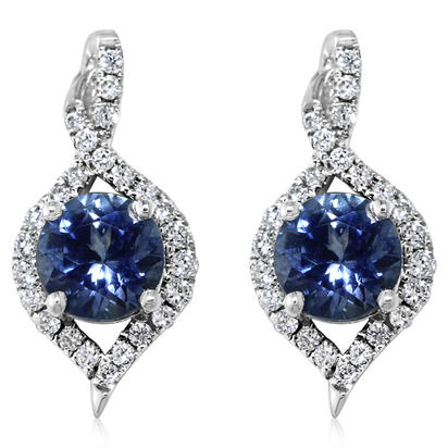 14K White Gold Montana Sapphire/Diamond Earrings 14K White Gold Montana Sapphire/Diamond Earrings