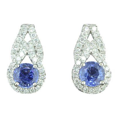 14K White Gold Blue Sapphire/Diamond Earrings 14K White Gold Blue Sapphire/Diamond Earrings