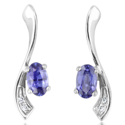 14K White Gold Sapphire/Diamond Earrings 14K White Gold Sapphire/Diamond Earrings
