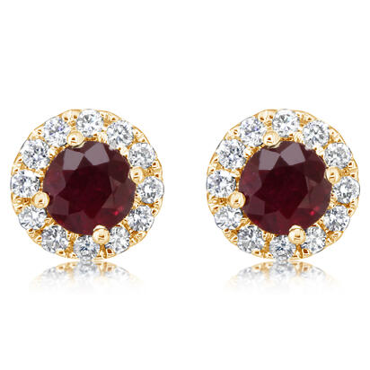 14K Yellow Gold Ruby/Diamond Earrings 14K Yellow Gold Ruby/Diamond Earrings