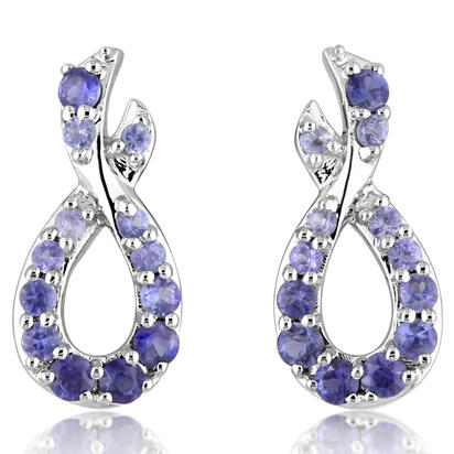 14K White Gold Graduated Blue Sapphire Earrings 14K White Gold Graduated Blue Sapphire Earrings