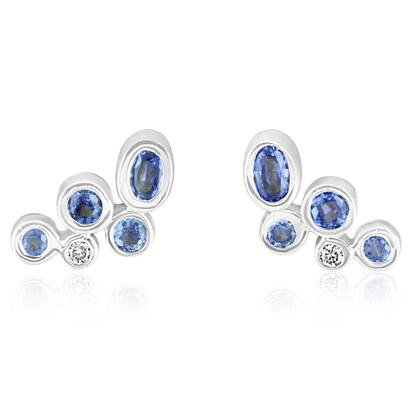 14K White Gold Yogo Sapphire/Diamond Earrings 14K White Gold Yogo Sapphire/Diamond Earrings