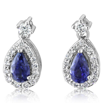 14K White Gold Sapphire/Diamond Earrings 14K White Gold Sapphire/Diamond Earrings