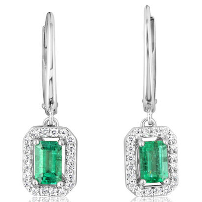 14K White Gold Emerald/Diamond Earrings 14K White Gold Emerald/Diamond Earrings