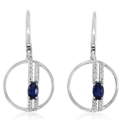 14K White Gold Blue Sapphire/Diamond Earrings 14K White Gold Blue Sapphire/Diamond Earrings