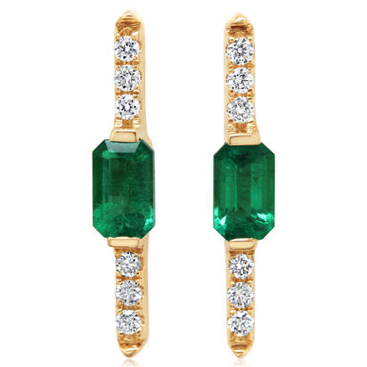 14K Yellow Gold Emerald/Diamond Earrings 14K Yellow Gold Emerald/Diamond Earrings