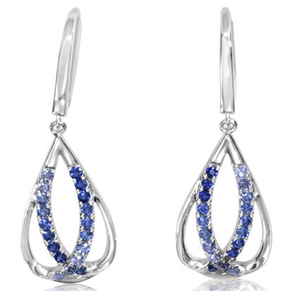 14K White Gold Graduated Blue Sapphire Earrings 14K White Gold Graduated Blue Sapphire Earrings