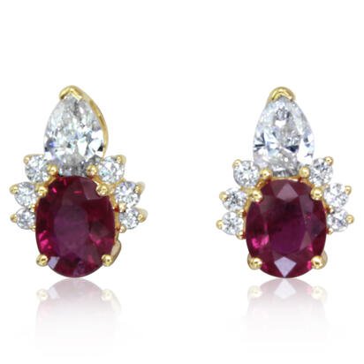 14K Yellow Gold Ruby/Diamond Earrings 14K Yellow Gold Ruby/Diamond Earrings