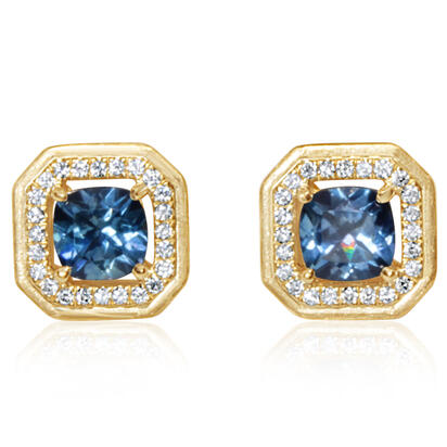 14K Yellow Gold Montana Sapphire/Diamond Earrings 14K Yellow Gold Montana Sapphire/Diamond Earrings