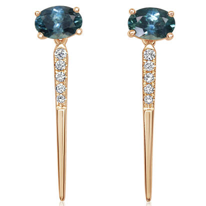 14K Yellow Gold Montana Sapphire/Diamond Earrings 14K Yellow Gold Montana Sapphire/Diamond Earrings