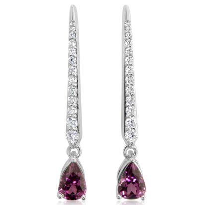 14K White Gold Purple Garnet/Diamond Earrings 14K White Gold Purple Garnet/Diamond Earrings